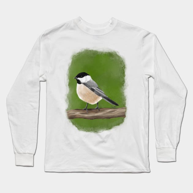 Black-Capped Chickadee Long Sleeve T-Shirt by FernheartDesign